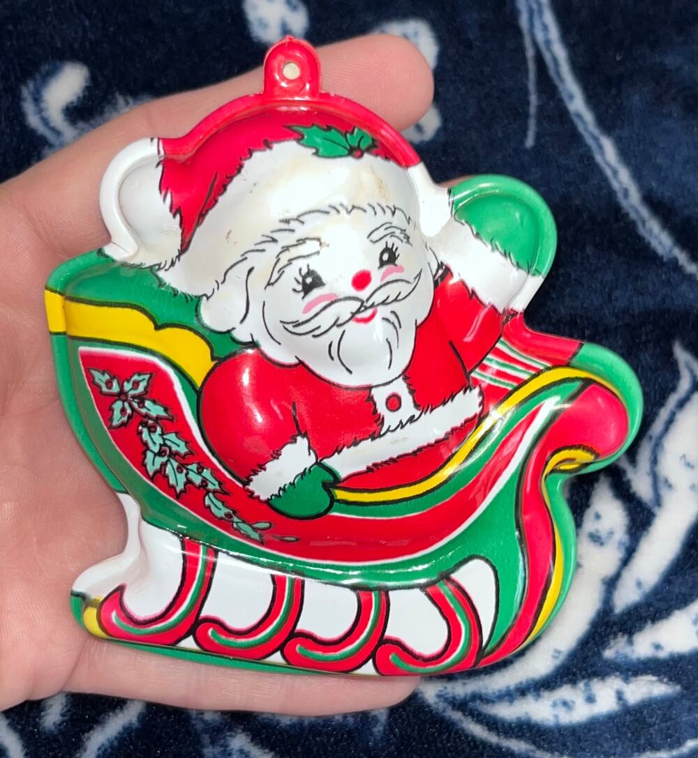 VINTAGE double-sided puffy plastic CHRISTMAS ORNAMENT
